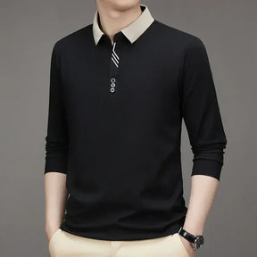 (COMPRE 1 LEVE 2 )Camisa Comprida Polo Homem Fino + Brinde: Relógio De Luxo Quartzo Deyros