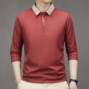 (COMPRE 1 LEVE 2 )Camisa Comprida Polo Homem Fino + Brinde: Relógio De Luxo Quartzo Deyros