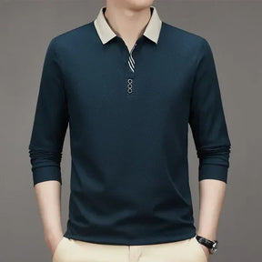 (COMPRE 1 LEVE 2 )Camisa Comprida Polo Homem Fino + Brinde: Relógio De Luxo Quartzo Deyros