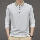 (COMPRE 1 LEVE 2 )Camisa Comprida Polo Homem Fino + Brinde: Relógio De Luxo Quartzo Deyros