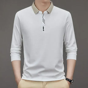 (COMPRE 1 LEVE 2 )Camisa Comprida Polo Homem Fino + Brinde: Relógio De Luxo Quartzo Deyros