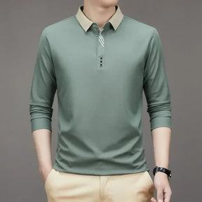 (COMPRE 1 LEVE 2 )Camisa Comprida Polo Homem Fino + Brinde: Relógio De Luxo Quartzo Deyros